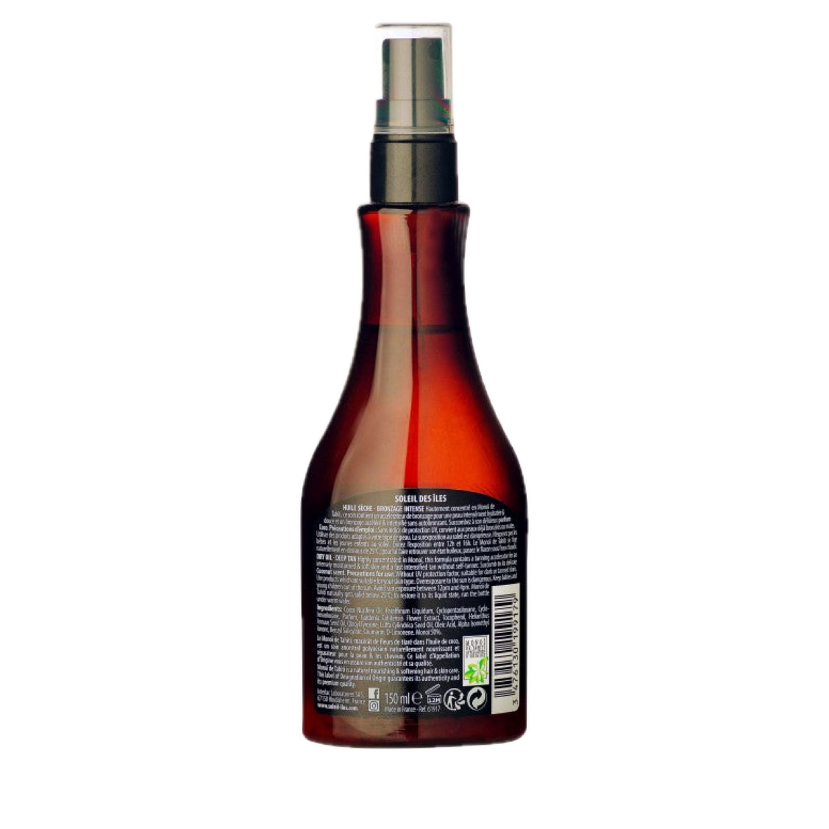 Soleil des Îles coconut back label, seamless transparent background