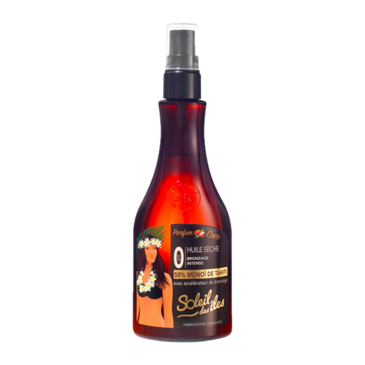 Soleil des Îles coconut front bottle, seamless transparent background