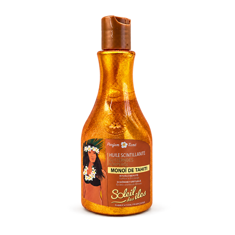 Soleil des Îles Tiaré shimmer oil, front view on transparent background